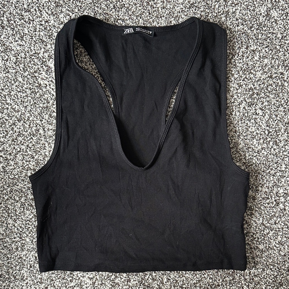 Zara Black Sleeveless Crop Top